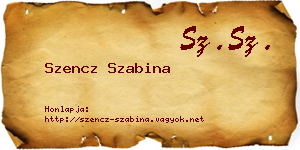Szencz Szabina névjegykártya